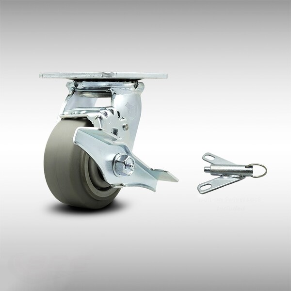 4 Inch SS Thermoplastic Rubber Caster with Roller Bearing and Brake/Swivel Lock